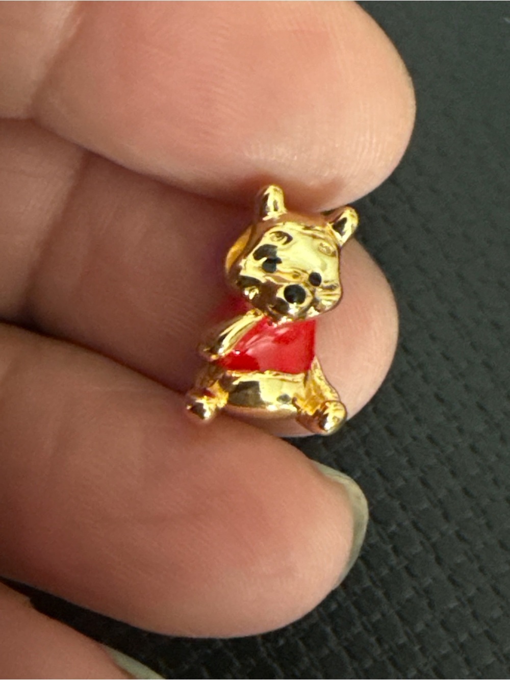 Gold Red Bear Enamel Charm